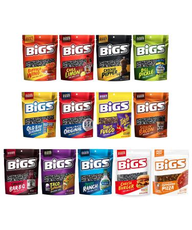 Peaceful Squirrel Variety, BIGS Sunflower Seeds Variety Pack Sampler of 13 Flavors, Keto Friendly, On-The-Go Snack, 5.35 Ounce