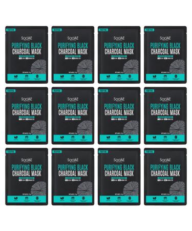 Soo Ae Purifying black charcoal mask 12 Count 12 Count (Pack of 1) Black Charcoal Sheet