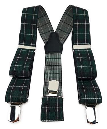 Tigertie Unisex Hoster in Y form with 3 extra strong clips - color in checked - high -quality processing - width 35 mm green cream black