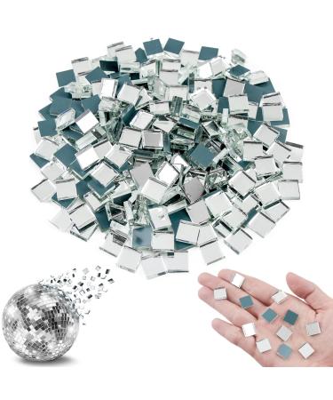 Youway Style Glass Mirror Mosaic Tiles 200g Square Small Mirror Pieces for Crafts Real Disco Ball Mirror Glass Tiles for Mosaic Mirror Kits Mirror Ornament(0.4X 0.4inch) Silver (10x10)