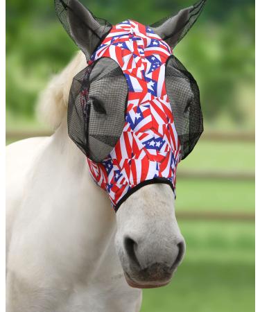 Harrison Howard Stretable breathable UV protection fly mask with mesh eye opening for full visibility and ventilation of the ear protection flag grid COB (medium) Flag grille