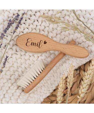 Personalized Baby Brush - Soft Goat Hair & Beech Wood for Newborns | Ideal Infant Care Comb - Buy Online on SooperMarket.com