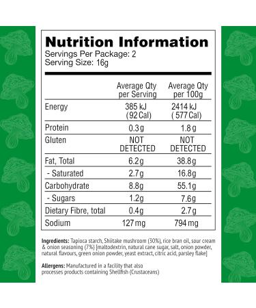 Real Naturals Shiitake Mushroom Chips Sour Cream and Onion Non GMO Low Calorie Vegan 12 Count of 32g - Buy Online on SooperMarket.com
