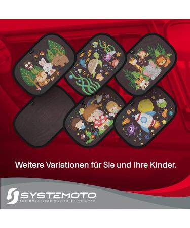 Systemoto Car Sun Protection for Babies - UV Protection (2 Set) | Adorable Animal Motifs for Passenger Cars - Buy Online on SooperMarket.com