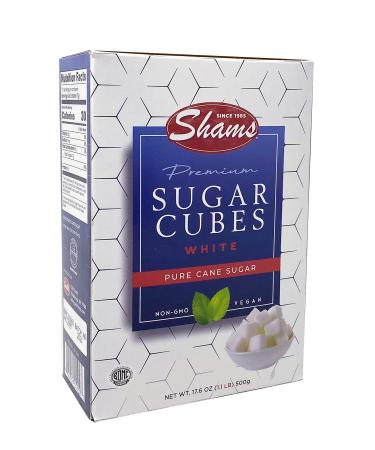 Shams Kosher Sugar Cubes  White Pure Cane Sugar Cubes, Non-GMO, Vegan, Certified Kosher, Sugar Cubes for Coffee, Cocktails, Tea 17.6 Ounce