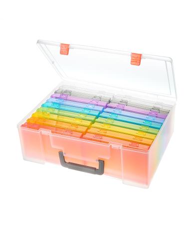 Photo Storage Box 4x6 18 Inner Photo Case Large Photo Organizer Acid-Free Photo Box Storage Photo Keeper Photo Storage Case Plastic Craft Storage Box for Photo Stickers Stamps Seeds (9 Colors) 18 Boxes Multicolor-9Color