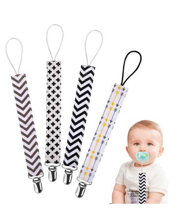 Pacifier chain cotton pacifier band baby pacifier chains for newborn girls and boys bib triangular triangle sucker pacifier 4 pieces bw