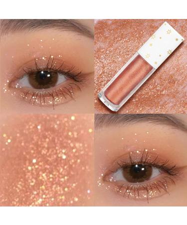 Geeneiya Korean Makeup Glitter Eyeshadow Liquid Eye Shadow Gold Bling Eyeliner - Long Lasting & Quick Drying Pigmented Formula for Crystals Eye Makeup - Romantic Champagne 02 - Buy Online on SooperMarket.com