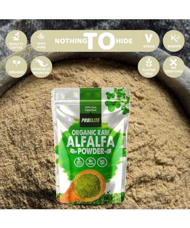 Organic Alfalfa Powder 250g Support Energy and Stress Vegan Keto Green Superfood Supergreen Raw Natural Alfalfa Powder Juice Shots PROELITE - Buy Online on SooperMarket.com