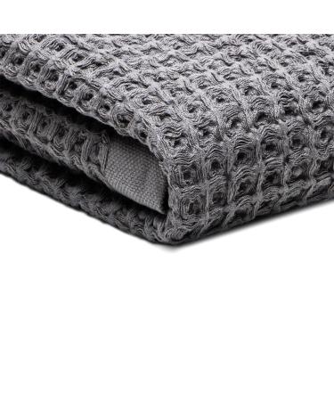 SUTERA - Silverthread Waffle Towel California - Grown Pima Cotton, Quick Drying, Ultra Soft, Lightweight and Absorbent - Waffle Weave Design - Luxury Towel (Bath, Grey) 31"x57"