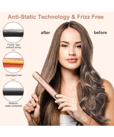 Lure & Smooth 2-in-1 Hair Smoothing & Curling Iron - Ceramic Waves for All Hair Types - LCD Display - Perfect Halloween Gift (Pink) - Buy Online on SooperMarket.com
