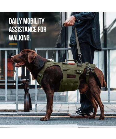 OneTigris Dog Lift Harness for Large Dogs - Dog Support Sling with Handles | Invictus Multifunctional Mobility Assistance Vest - Dog Hip Support Brace | Olive (L) - Buy Online on SooperMarket.com