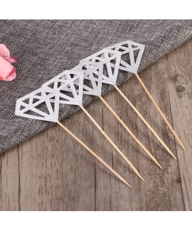 Vaguelly 50pcs Diamond Dessert Topper Happy Wedding Diamond Birthday Cake Picks Wedding Decoration Fruit Cake Decorations for Home Fruitcakes Wedding D cor Anniversary Toothpick Flash Baby Silver medium - Buy Online on SooperMarket.com