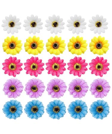 inSowni 25 Pack Beach Hawaiian Wedding Realistic Sunflower Daisy Flower Alligator Hair Clips Pins Barrettes Brooches Headpiece for Women Girls Brides