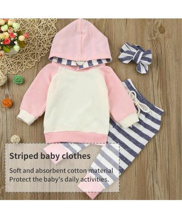 Toddler Hooded Sweatshirt & Pants Set - Pink Stripe | 3-6 Months - Buy Online on SooperMarket.com