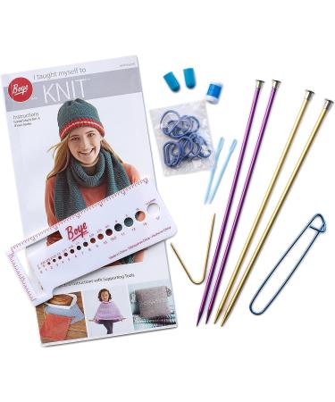 Boye Learn to Knit Kit for Beginners - 20 Piece Set, US Sizes 6 and 8, Makes 18 Projects, Multicolor - Buy Online on SooperMarket.com