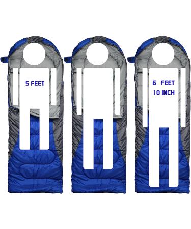 0 Degree Winter Sleeping Bag for Adults (450GSM) - 5F to 32F Temp Range, Waterproof, Portable, Compression Sack - Royal Blue, Ideal for Camping, Hiking, Backpacking - Big and Tall, 4 Season - Buy Online on SooperMarket.com