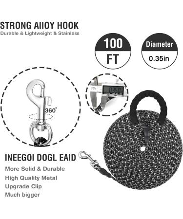 Reflective 65FT Dog Training Lead Rope for Hiking & Walking | Nylon Long Recall Leash with Comfortable Handle - Buy Online on SooperMarket.com
