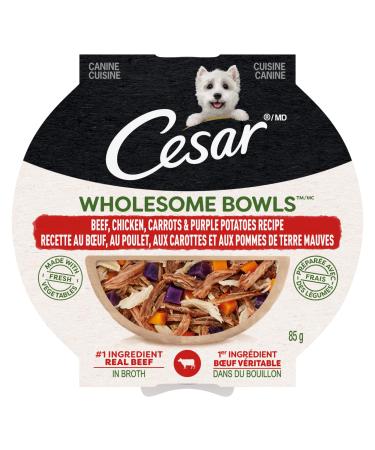 Cesar Wholesome Bowls Adult Wet Dog Food Beef Chicken Carrots & Purple Potato 85g Pack of 10 Beef & Chicken 85 g (Pack of 10)