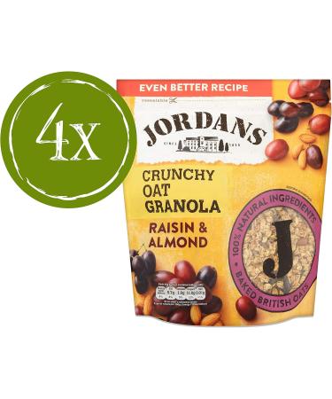 Jordans Natural Muesli | Breakfast Cereal | Vegetarian | High Fibre | 4 PACKS of 1 kg & Granola Raisin and Almond | Breakfast Cereal | High Fibre | 4 PACKS of 750 g Natural Muesli + Granola Raisin and Almond - Buy Online on SooperMarket.com