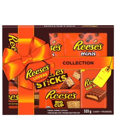 Reese's Lovers Gift Box with Assorted Chocolate Peanut Butter Bars Assorted Chocolate for Gifts Chocolate Gifts for Friends Chocolate Gifts for Family Holiday Candy - 535g (8 Assorted Bars) Assortment of Chocolate 8 Count (Pack of 1)