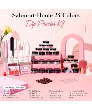 AZUREBEAUTY Dip Powder Nail Kit - 24 Colors Glitter & Electric Nail Drill | Complete Manicure Set with Base Top Coat & Activator - Buy Online on SooperMarket.com
