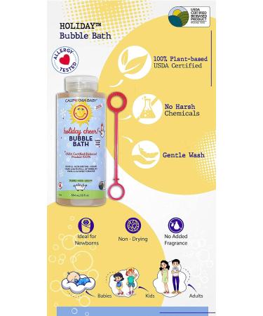 California Baby Holiday Bubble Baths - Tear-Free, Pure Essential Oils for Hot Tubs & Spas - Moisturizing Organic Aloe Vera & Calendula - 100% Plant-Based - USDA Certified - 13oz - Buy Online on SooperMarket.com