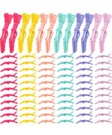 100 Pcs Alligator Sectioning Hair Clips for Women Plastic Non Slip Clips Alligator Styling Clips with Wide Teeth Double Hinged Design Colorful Salon Hair Styling Clips Hair Cutting Clips  6 Colors