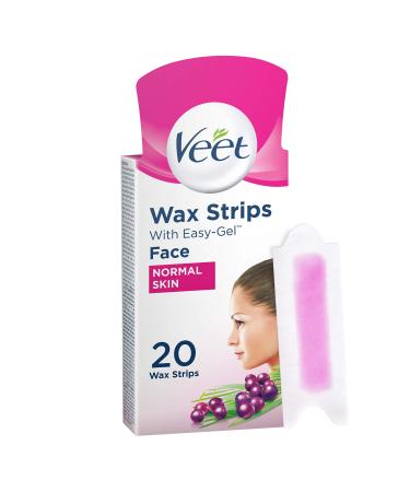 Veet Face Precision Wax Strips with Easy Grip for Normal Skin with Shea Butter & Berry Fragrance 20 Strips