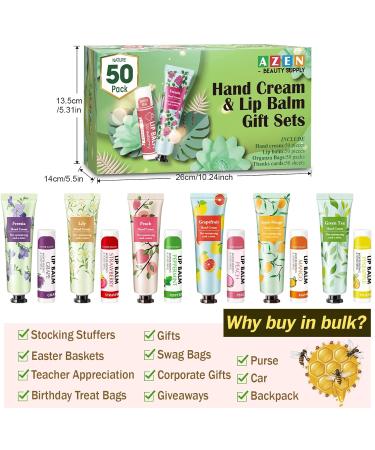 AZEN 50 Sets Hand Cream & Lip Balm Bulk - Perfect Bridal Shower & Thank You Gifts for Guests | Wedding Favors with Organza Bags & Cards - Buy Online on SooperMarket.com