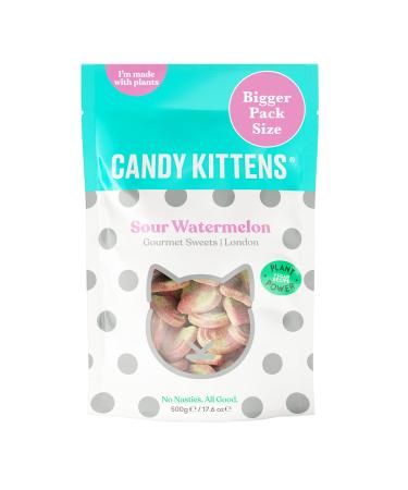 Vegan Sweets CANDY KITTENS SOUR WATERMELON Packed With Fruit Juice & Natural Ingredients Big Flavours From Little Kittens Vegetarian Sweets - 500g Sweet Bag Sour Watermelon 500g (Pack of 1)