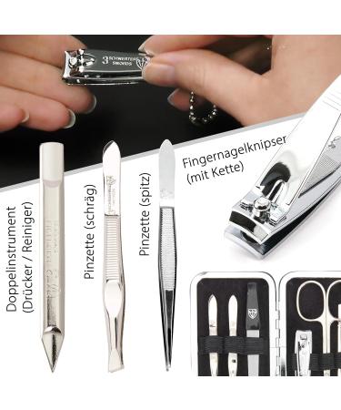 Three Swords Lucca 6-Piece Nail Care Set | Luxury Manicure & Pedicure Set in Red Leather Gift Box | Skin Scissors Tweezers Nail Clipper & File - Buy Online on SooperMarket.com