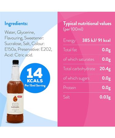 Simply Sugar Free Caramel Syrup - Low Calorie Vegan & Nut Free (1 Litre) - Perfect for Coffee, Cocktails & Baking - Buy Online on SooperMarket.com