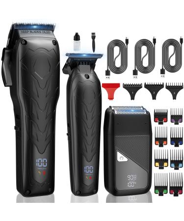 Karret Professional Hair Clippers and Trimmer Set 3 in 1 Hair Clippers for Men Pro Clipper T-Shaper Trimmer & Foil Shaver Cordless Clippers and Grooming Set Hair Cutting Kit for Gift