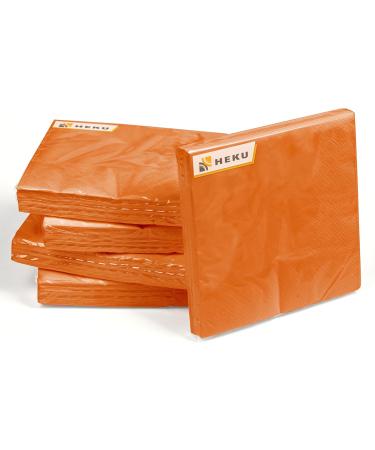 HEKU 100 Single-Colored Napkins - 3-Layer 33x33cm | 5-Pack | Highly Absorbent & Stylish Orange Napkins for Events & Gastronomy - Buy Online on SooperMarket.com