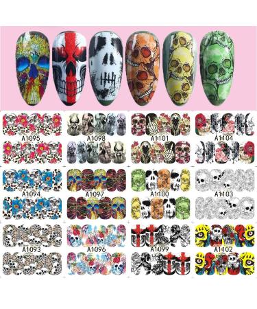 48 Sheets Halloween Nail Art Stickers - Spooky Pumpkin Bat Ghost & Skull Designs - Kalolary Water Transfer DIY Decals for Halloween Nail Decor - Buy Online on SooperMarket.com