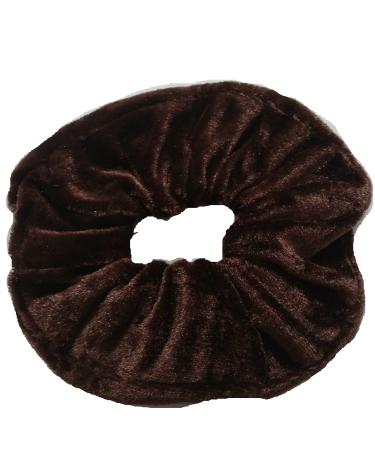 Aadya PAIR OF EXTRA LARGE (15CM) VELVET HAIR SCRUNCHIES ELASTIC SCRUNCHY HAIR BOBBLES (COFFEE)