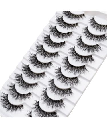 MilyBest 10 Pairs Asian Spiky Anime Mink Cat Eye False Eyelashes | Fluffy Wispy Clear Band for Natural Look & Extensions Pack A-Chic - 18MM - Buy Online on SooperMarket.com