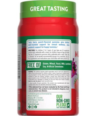Nature's Truth Kids Multivitamin Gummies with Probiotics 60 Count Berry Punch Flavor | Vegetarian Non-GMO Gluten Free Supplement for Children's Health - Buy Online on SooperMarket.com