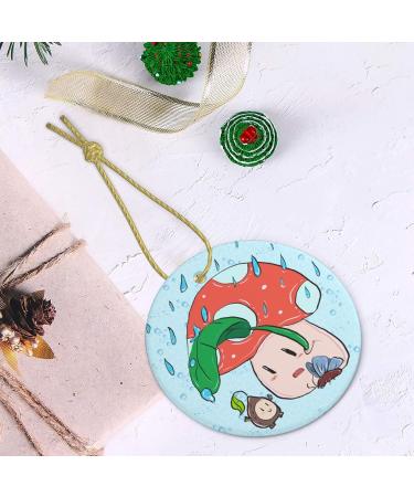 YYHHAOFA Sunflower Seeds and Mushroom Prints Christmas Ceramic Round Pendant Decoration - Festive Hanging Ornament for Stores and Homes -2.9 in - Buy Online on SooperMarket.com
