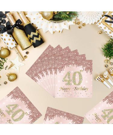 40 Pink Napkins for 40th Birthday Celebration | 40 Pieces 33x33cm Paper Napkins for Party Decorations - Buy Online on SooperMarket.com