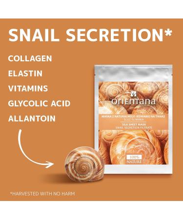 Orientana - Natural Silk Sheet Face Mask Snail Secretion & Collagen | Anti Ageing And Wrinkle Moisturiser | Acne Pigmentation Treatment | Hydrating Rejuvenating & Brightening - 1pc - Buy Online on SooperMarket.com