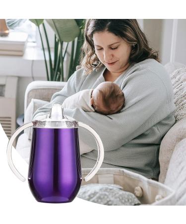 Stainless Steel Sippy Cup 10 oz | BPA Free, Double Wall Insulated | Toddler Straw Cup with Handles & Silicone Lid | Non-Spill, Purple - Buy Online on SooperMarket.com