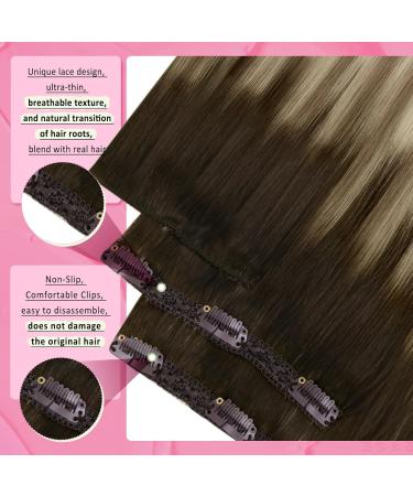 Youngsee 40cm Clip in Balayage Extensions | Real Hair Brown & Blonde | 120g - 7PCs Hair Clips - Buy Online on SooperMarket.com