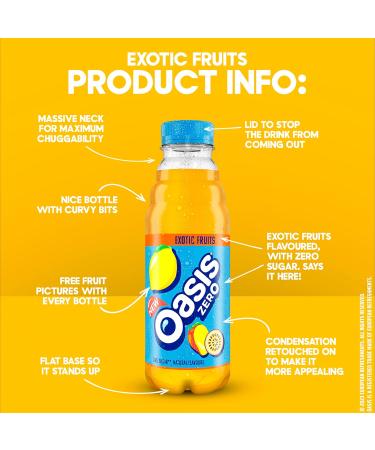 Oasis Exotic Fruits Zero 12 x 500ml - Buy Online on SooperMarket.com
