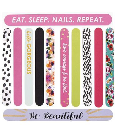12 PSC Nail File Kit Reusable Double Sided Professional Nail Files   Emery Boards Colorful Manicure Tools Pedicure Supplies Nail Shaping & Nail Buffer Nail File Set   Natural & Artificial Nails