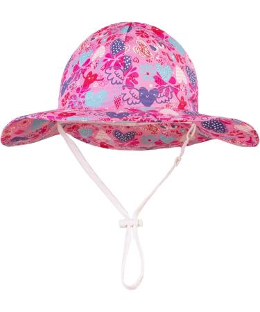 LANGZHEN Baby Girls Beach Sun Hat | Adjustable Toddler Kids Wide Brim Play Hat with Chin Strap | 6-12 Months - Buy Online on SooperMarket.com
