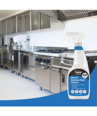 Super Professional Glass & Stainless Steel Cleaner 750ml x 6 H4 Streak Free Fresh Fragrance Green - Buy Online on SooperMarket.com
