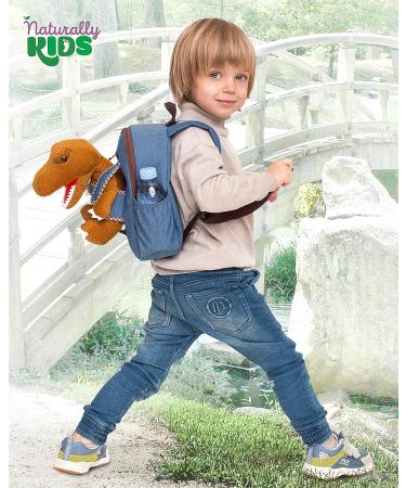 Naturally KIDS Small Dinosaur Backpack - Toddler Boy Girl Backpack with Stuffed Animal - Gifts for 3 Year Old - Brown T Rex Design - Buy Online on SooperMarket.com