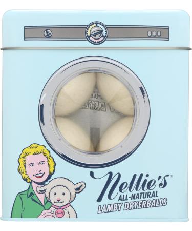 Nellie's All Natural Lamby Wool Dryerballs Certified Organic 4 Each (Pack of 12)
